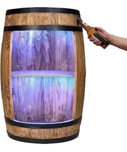 Fassbar mit Flaschenöffner Holzfass Regal für Bar Wein Whisky Bier - Dunkelbraun Aufbewahrungsschrank