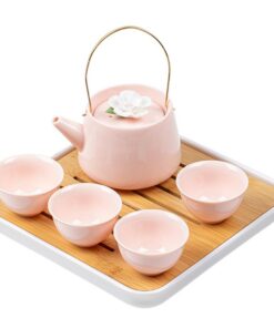 Japanisches Porzellan-Teeservice Rosa | Festes Porzellan, yuanförmige Gestalt, geschmacksvoll und elegant | Teeliebhaber