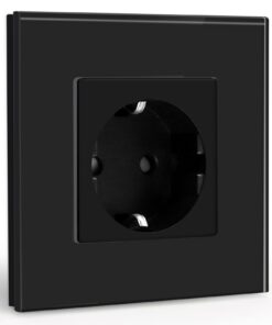 BSEED Schuko Steckdose Kristallglas Platte Schwarz 16Amp 86mm Verlängerung