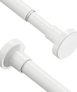 2er Teleskop-Gardinenstange ohne Bohren, verstellbar 48–118 cm – Duschvorhang- & Badezimmerstange, Weiß
