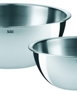 Silit 2-teiliges Schüsselset, Edelstahl, multifunktionell als Rührschüssel, Salatschüssel und Teigschüssel, stapelbar