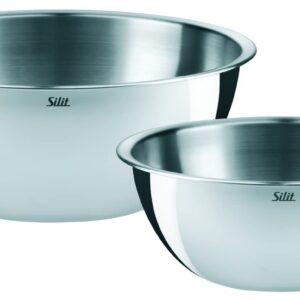 Silit 2-teiliges Schüsselset, Edelstahl, multifunktionell als Rührschüssel, Salatschüssel und Teigschüssel, stapelbar