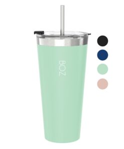 BOZ Lichtgrüner Isolierbecher To Go 650 ml mit Strohhalm – Auslaufsicher & Spülmaschinenfest – 4h heiß & 8h kalt