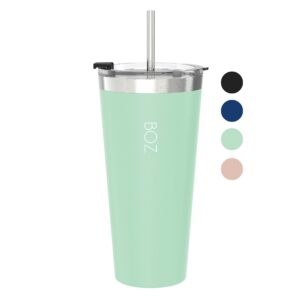 BOZ Lichtgrüner Isolierbecher To Go 650 ml mit Strohhalm – Auslaufsicher & Spülmaschinenfest – 4h heiß & 8h kalt