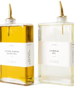 Molimoli Automatischer Ölspender Flasche für Kücheneinrichtungen | Dünnes Goldenes Glas mit 2 Stücken