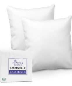 Pizuna Luxuriös Kissenbezug 80x80 cm 2er Set Baumwolle Weiß | Nur Kissenbezug (Hotel Kissenbezug 2er Set) Mako Satin OEK