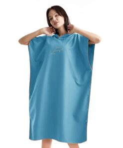 Flintronic Quick Dry Mikrofaser Surf Poncho 110x80cm mit Kapuze für Herren Damen - Strand & Sauna - Blau