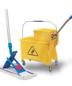 VIOVIE Premium Wischer Komplett Set | Baumwoll Mopp und Reinigungswagen | für Haushaltsreinigung und Büro | 40CM Telesko