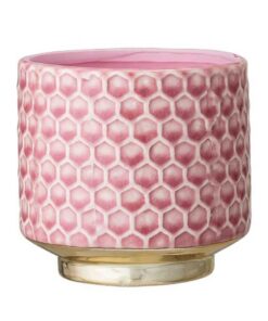 Retro Übertopf Goldy S Ø 10 cm – Vintage Blumentopf aus Keramik in Pink für Zimmerpflanzen – Krakelee-Glasur ohne Draina