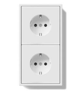 BSEED Schuko Doppelsteckdose für Wohnzimmer, robust und sicher mit 16Amp Steckdosen, weiß, 2 Fach