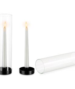 NUPTIO Glaszylinder Kerzenhalter Schwarz: 30cm Satz von 2 Dekorativ hochwertige Kerzenhalter für Hochzeit und Party