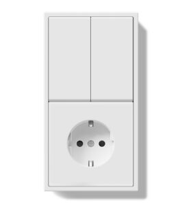 BSEED Lichtschalter mit Steckdose 2 Fach 2 Weg Unterputz | Modern Wandschalter Schuko für Einsatz im Wohnzimmer | Kabelk