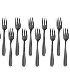SBOMHS Dessertgabeln, Rostfreier Edelstahl, Hochzeitsgäste, Kuchen Servieren, 12 Stück, Schwarz, 1|6 CM Länge SBOMHS T