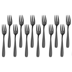 SBOMHS Dessertgabeln, Rostfreier Edelstahl, Hochzeitsgäste, Kuchen Servieren, 12 Stück, Schwarz, 1|6 CM Länge SBOMHS T
