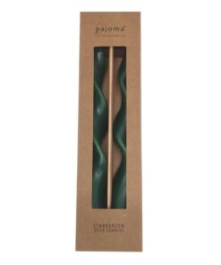 Pajoma® Gewundene Stabkerze 2er-Set, Grüne, 25 cm Höhe x 2 cm Ø, ca. 5 Stunden Brenndauer - Premium Qualität