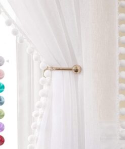 MIULEE Vorhänge mit Pompons für Kinderzimmer | H 245 x B 140 cm | Weiß | Transparent | mädchenhaft | Kinderzimmer Deko |