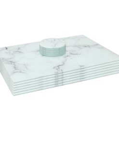 Harbour Housewares Glas Marmor Tischsets Untersetzer Set 40x30cm 12pc Hitzebeständig Rutschfest