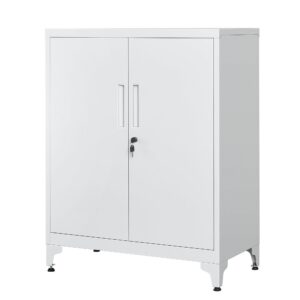SONGMICS Mehrzweckschrank abschließbar, Arbeitszimmer und Wohnzimmer, mattgrau OMC013G01 SONGMICS Büroschrank 2 Türen,