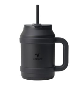REDUCE Doppeltwandiger 1,4 l Cold1 Wasserbecher – stabiler Desktop-/Tischbecher mit Deckel und Strohhalm – BPA-frei – Ed