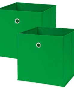 2er Set faltbare Würfel Aufbewahrungsbox Grün - Wohnzimmer - Deko Korb Boxen - 30x30x30 cm - Kleidungstasche - Sortierko