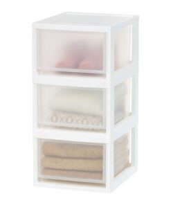 Iris Ohyama Stapelbare Aufbewahrungsschublade, 13,7L, 3er-Set, Weiß, BPA-frei, für Snacks und Medikamente