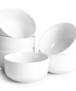 DOWAN Müslischale 6er Set, Microwellen- und Spülmaschinenfest, für Obst, Salat und Snacks, Soft White, 650 ml, Keramik,