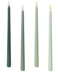 Stabkerzen Grün, 4 Stück Spitzkerze Set, Hochzeit Tisch Dekoration, 25 cm