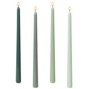 Stabkerzen Grün, 4 Stück Spitzkerze Set, Hochzeit Tisch Dekoration, 25 cm
