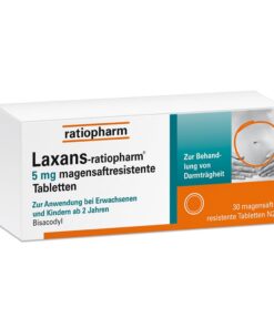 Laxans-ratiopharm 5 mg magensaftresistente Tabletten: Planbare und sanfte Verstopfungsbehandlung mit Bisacodyl, 30 Table