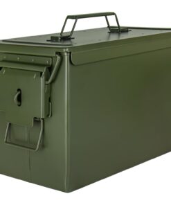 Trucky Munitionsbox Army Grün Metall mit Deckel Ammo Box 33x19x23 cm