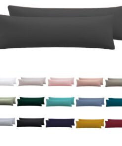 Sheitenschläferkissen Bezüge 40x145 cm - Anthrazit, 100% Mikrofaser, Weich und Bügelfrei - Kopfkissenbezug 2er Set