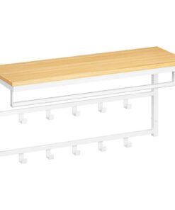HOOBRO Wandgarderobe mit 10 Haken & Ablage, Wandmontiert 80x30x42 cm EWN12YM01