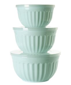 Diaxilu Salatschüssel Set mit Deckel - Große Rührschüssel 3 Teilig 2L/3L/4L - Stapelbar für Küche BPA Frei Spülmaschine