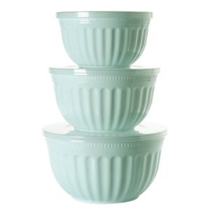 Diaxilu Salatschüssel Set mit Deckel - Große Rührschüssel 3 Teilig 2L/3L/4L - Stapelbar für Küche BPA Frei Spülmaschine