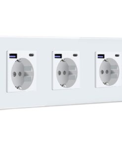BSEED Schuko USB C Steckdose 20W Schnellladegerät Weiß - 3 Fach - Einbausteckdose für Phone, Pad & MP3