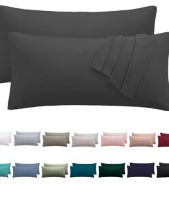 Anthrazit Kissenbezug 40x80 cm 2er Set - 100% Mikrofaser mit Reißverschluss, weich & bügelfrei