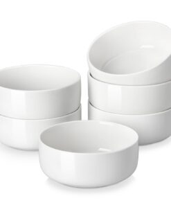 MALACASA Müslischalen 6er Set für US-Verbraucher: Keramik Suppenschalen mit Porzellan-Qualität, Serie LUNA Weiß, große S