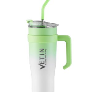VETIN Doppelfach Edelstahl Thermobecher 40oz, Hellgrün für Heißkalte Getränke bei Auto-Reisen und Outdoor (1200ml)