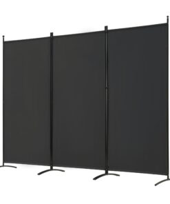 Spurgehom Schwarz Raumteiler 3Paneelen faltbar freistehend Stoff 259,1cm B x 180,3cm H für Zuhause Büro Restaurant