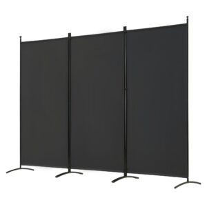 Spurgehom Schwarz Raumteiler 3Paneelen faltbar freistehend Stoff 259,1cm B x 180,3cm H für Zuhause Büro Restaurant