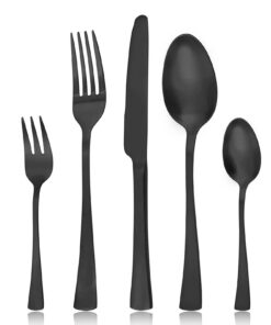 **Besteck Set 6 Personen, Bettlife Schwarz, ideal für große Familien und Gruppen** | **Spülmaschinenfestes Edelstahl Be