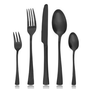 **Besteck Set 6 Personen, Bettlife Schwarz, ideal für große Familien und Gruppen** | **Spülmaschinenfestes Edelstahl Be