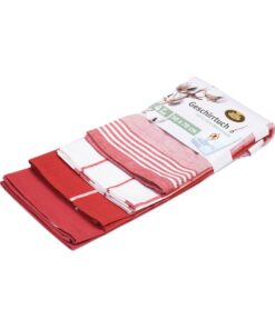 Gözze Geschirrtuch-Set, 4-teilig, 100% Baumwoll-Jacquard-Stoff, hohes Materialformat (200 g/m²), 50 x 70 cm - Rot