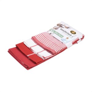 Gözze Geschirrtuch-Set, 4-teilig, 100% Baumwoll-Jacquard-Stoff, hohes Materialformat (200 g/m²), 50 x 70 cm - Rot