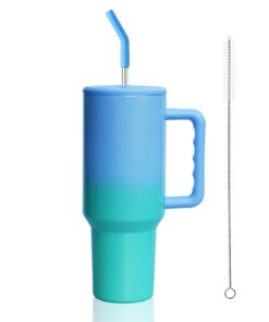 Doppewandiger Edelstahl Thermobecher mit Griff und Stroh, 40oz/1182ml, perfekt für Kaffee, Tee und Wasser, ideales Gesch