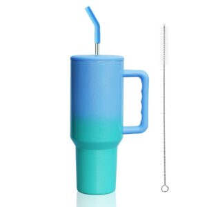 Doppewandiger Edelstahl Thermobecher mit Griff und Stroh, 40oz/1182ml, perfekt für Kaffee, Tee und Wasser, ideales Gesch