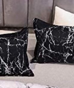 Luofanfei Schwarz-Weiß Marmor-Kissenbezug 40x80 cm Geometrische Design Kopfkissenbezug 2er Set mit Umschlag