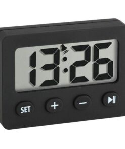 TFA Dostmann Digitalwecker 60.201|01, Timer und Stoppuhr, Schwarz für Sportlizenzen, Fitnessfan, Trainingsraum, Weckfunk