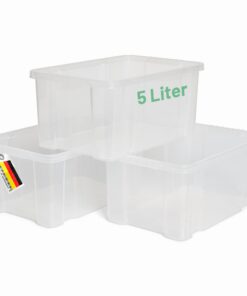 Novaliv 3x Aufbewahrungsboxen ohne Deckel 5L transparent BPA-frei für Küche und Büro