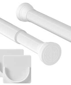 GOOWIN Bohrenfreier Duschvorhangstange, 80-204 cm Ausziehbar, Metall Teleskopstange, ideal für Badezimmer, Kleiderschran